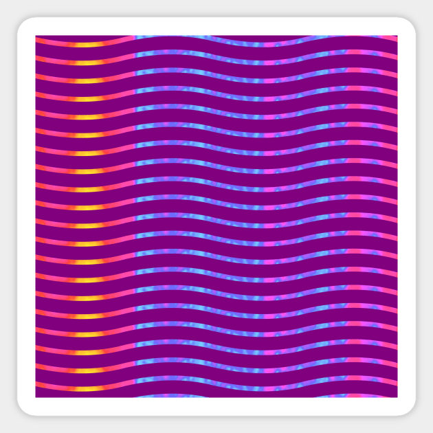 Wavy Lines Rainbow on Dark Magenta Sticker by ArtticArlo